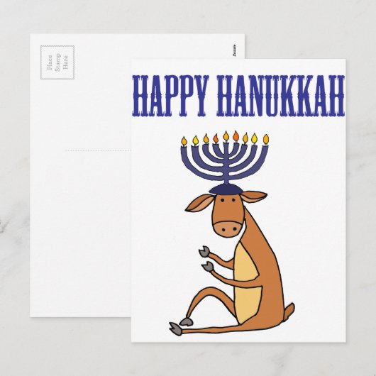 De leuke Gelukkige Cartoon van het Rendier van de Feestdagenkaart (Voorkant / Achterkant)