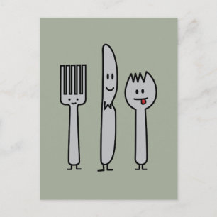 De leuke Gelukkige Lepel van Spork van het Mes van Briefkaart