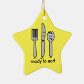 De leuke Gelukkige Lepel van Spork van het Mes van Keramisch Ornament (Rechts)