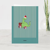 De leuke grappige dinosaurus van de Kerstman van Feestdagen Kaart (Achterkant)