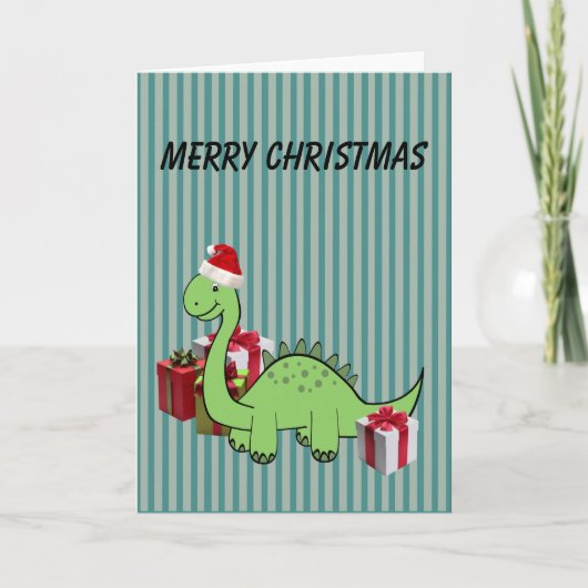 De leuke grappige dinosaurus van de Kerstman van Feestdagen Kaart (Voorkant)