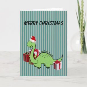 De leuke grappige dinosaurus van de Kerstman van Feestdagen Kaart