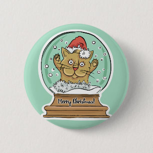 De leuke Grappige knoop van de Kat van Kerstmis Ronde Button 5,7 Cm