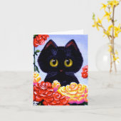 De leuke Grappige Zwarte Bloemen Creationarts van Kaart (Gele Bloem)