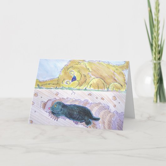 de leuke gravende tunnel van de cartoonmol terwijl kaart (Voorkant)