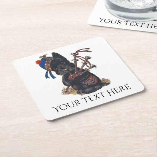 De leuke het Spelen Scottie Doedelzakken Kartonnen Onderzetters (Schuin)