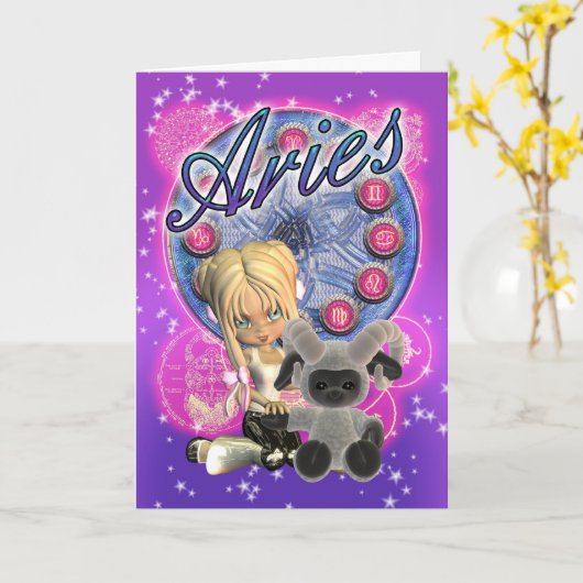 De Leuke Kaart van de Dierenriem van de Ram met (Gele Bloem)