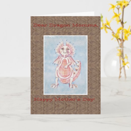 De leuke Kaart van de Draak van het Moederdag (Gele Bloem)