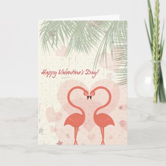 de leuke kaart van de flamingo'sValentijnsdag (Voorkant)