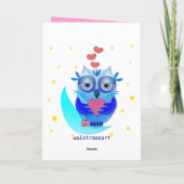 De leuke kaart van de Valentijnsdag met de Uilen (Achterkant)