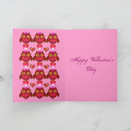 De leuke kaart van de Valentijnsdag met de Uilen (Binnen)