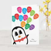 De leuke Kaart van de Verjaardag van de pinguïn (Gele Bloem)