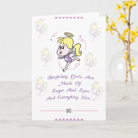 De leuke Kaart van de Verjaardag van Meisjes (Gele Bloem)