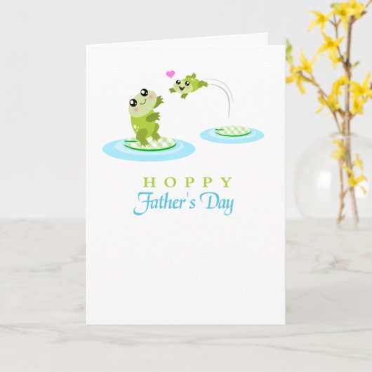 De leuke kaart van Vaderdag van de Kikker Hoppy (Gele Bloem)