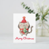 De Leuke Kat van Kerstmis Feestdagenkaart (Staand voorkant)