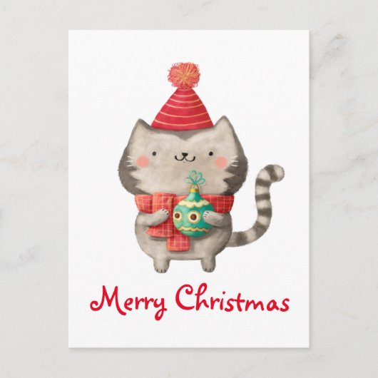De Leuke Kat van Kerstmis Feestdagenkaart (Voorkant)