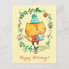 De leuke kat van Kerstmis met het grote Briefkaart