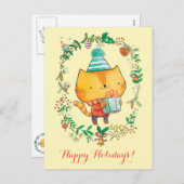 De leuke kat van Kerstmis met het grote Briefkaart (Voorkant / Achterkant)