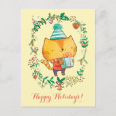 De leuke kat van Kerstmis met het grote Briefkaart (Voorkant)