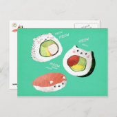 De leuke Kat van Sushi Briefkaart (Voorkant / Achterkant)