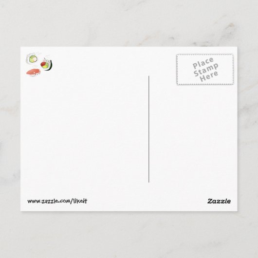 De leuke Kat van Sushi Briefkaart (Achterkant)