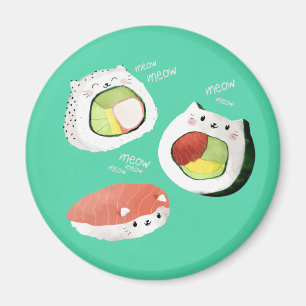 De leuke Kat van Sushi Magneet