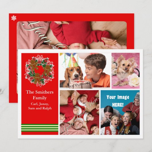 De leuke Kerstkaart van de Familie van 4 Foto (Voorkant / Achterkant)