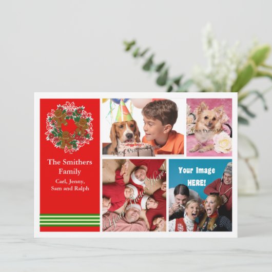 De leuke Kerstkaart van de Familie van 4 Foto (Staand voorkant)