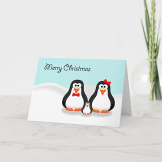 De leuke Kerstkaart van de Familie van de Pinguïn Feestdagen Kaart