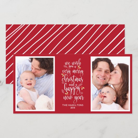 De leuke Kerstkaarten van de Collage van de Foto - Feestdagenkaart (Voorkant / Achterkant)