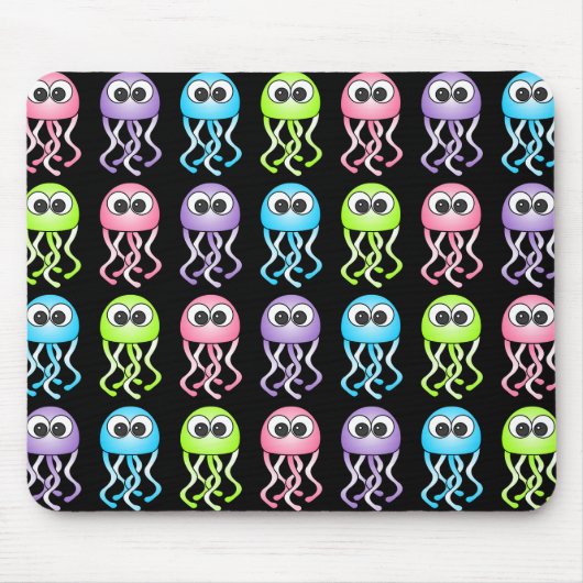 De leuke Kwallen Zwarte Mousepad van de Regenboog Muismat (Voorkant)