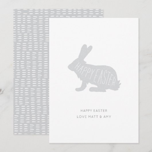 De leuke Minimale Grijze Gelukkige Kaart van Pasen (Voorkant / Achterkant)