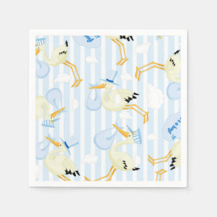 De leuke Ooievaar van de Jongen voor baby shower Servet