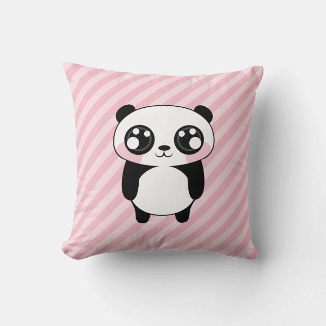 De leuke Panda draagt de Roze Achtergrond van Kussen (Voorkant)