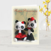 De leuke Panda draagt het Wenskaart van het Kaart (Gele Bloem)