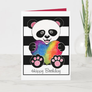 De Leuke Panda van de waterverf met het Hart van Kaart