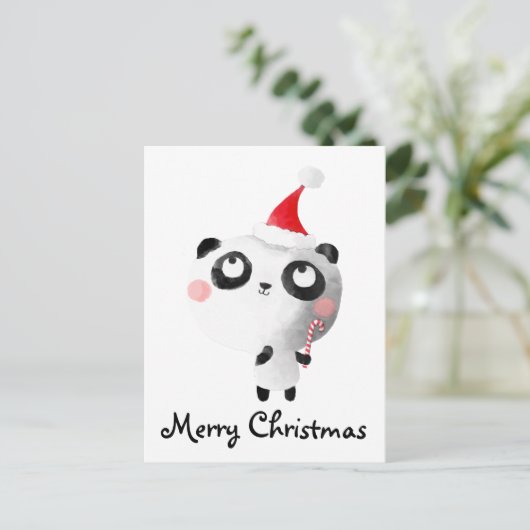 De leuke Panda van Kerstmis draagt Feestdagenkaart (Staand voorkant)