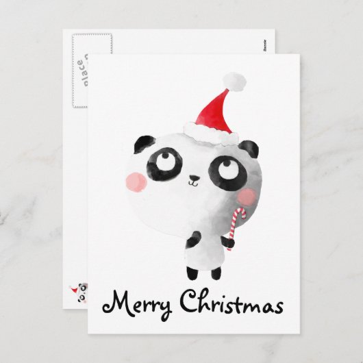 De leuke Panda van Kerstmis draagt Feestdagenkaart (Voorkant / Achterkant)