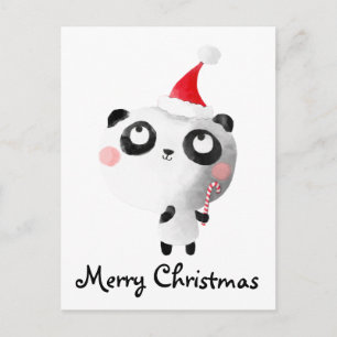 De leuke Panda van Kerstmis draagt Feestdagenkaart