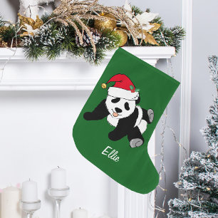 De leuke Panda van Kerstmis draagt Grote Kerstsok