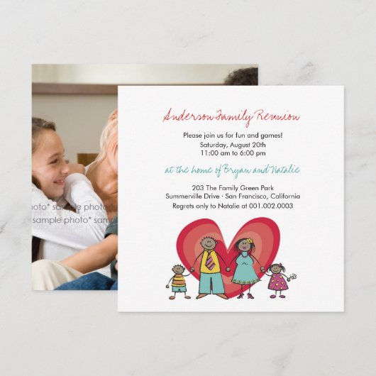 De leuke Partij van de Bijeenkomst van de Familie Kaart (Voorkant / Achterkant)