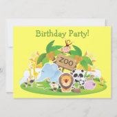 De leuke Partij van de Verjaardag van de Dieren Kaart (Achterkant)