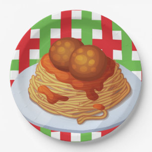 De leuke partij van het spaghettidiner papieren bordje