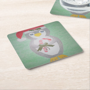 De leuke Pinguïn van Kerstmis Kartonnen Onderzetters