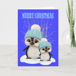 De leuke Pinguïnen van Kerstmis van Little Boy Feestdagen Kaart