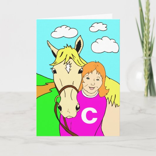 De leuke Pony en Verjaardag van het Meisje Kaart (Voorkant)