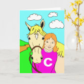 De leuke Pony en Verjaardag van het Meisje Kaart (Gele Bloem)