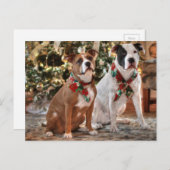 De leuke Redding Pitbull van Kerstmis en de Hond Feestdagenkaart (Voorkant / Achterkant)