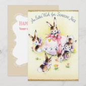 De leuke retro vintage Paashazen voegen bericht Feestdagenkaart (Voorkant / Achterkant)