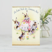 De leuke retro vintage Paashazen voegen bericht Feestdagenkaart (Staand voorkant)